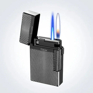 Double Flame Butane Lighter - Windproof Torch for Men