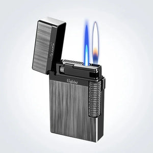 Double Flame Butane Lighter - Windproof Torch for Men