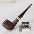 MUXIANG Ebony Smoking Pipe 9mm Filter Bent Tobacco Pipe